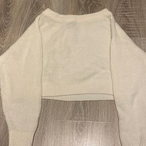 white h&m knit cropped off the shoulder sweater